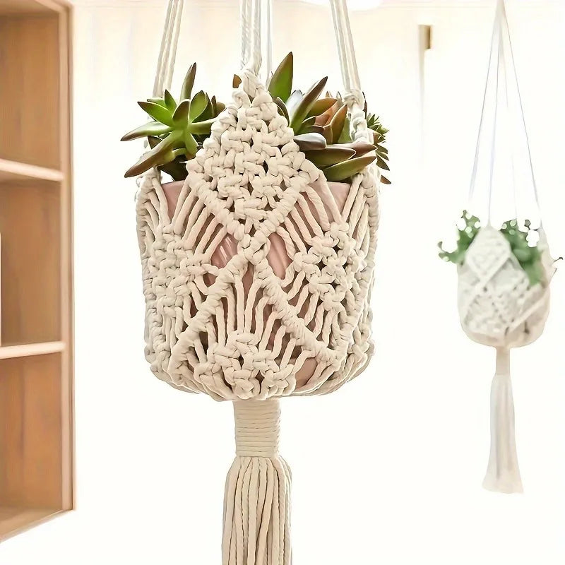 Boho Macrame Plant Hanger For Indoor Outdoor Hanging