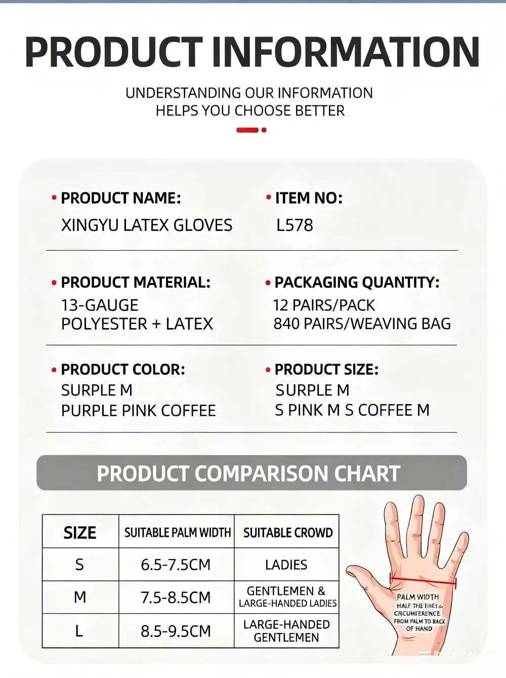24PCS Safety Work Gloves Non-Slip Seamless Knit