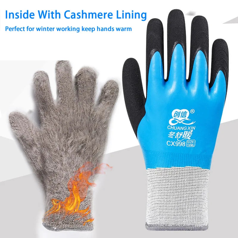 1Pair Winter Thermal Gloves Waterproof Work Safety